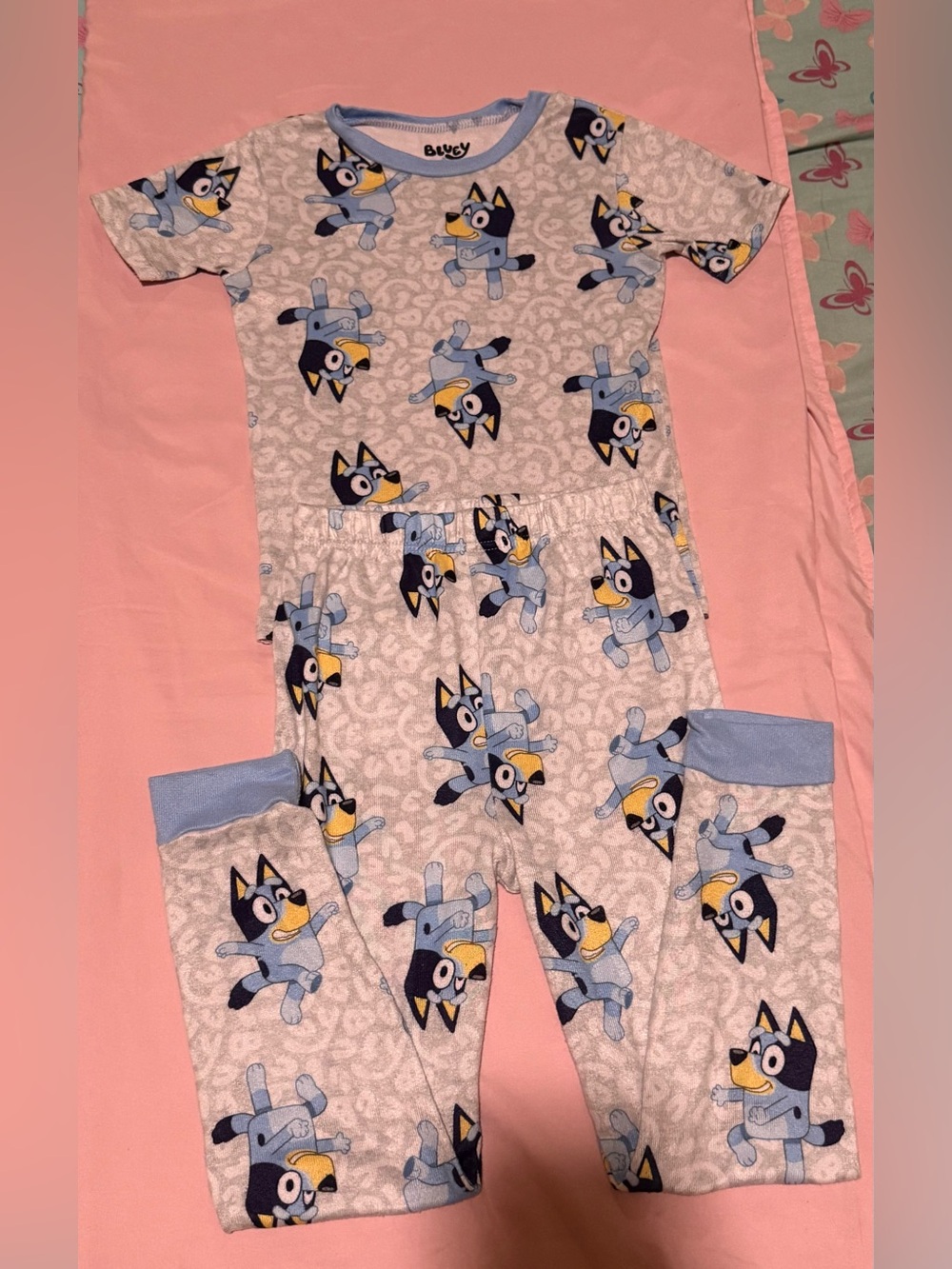 Othr Kids Pajamas - Light Blue, Navy, Yellow on Pink Background